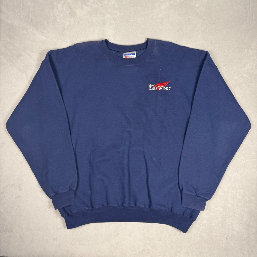 90s Mens Hanes City of Red Wing Embroidered Crewneck Sweatshirt XL